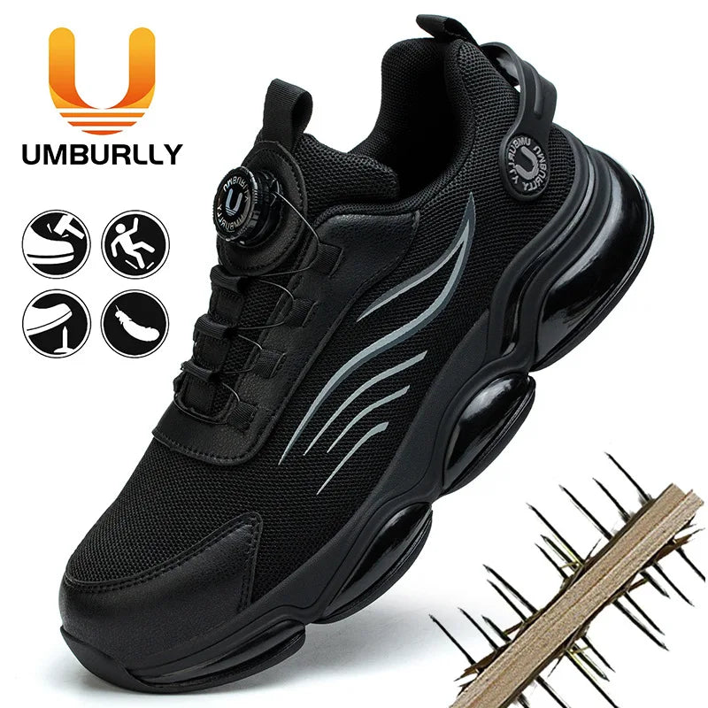 Mens Steel Toe Safety Work Boots Slip Puncture Proof Shoes Lightweight Comfort-Fit Anti Impact Protective Footwear for Workplace