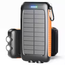 38800mAh Solar Power Bank Portable Charger with Dual USB, Fast Charging, Waterproof, LED for Outdoor Camping Phones Tablets
