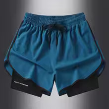 Fake two pieces of summer sports shorts, men's and women's quick drying three point