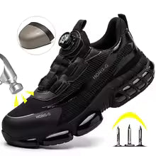 Work Shoes Rotary Buckle Work Sneakers Protective Shoes Safety Industrial Puncture-Proof Anti-Smash Steel Toe Shoes