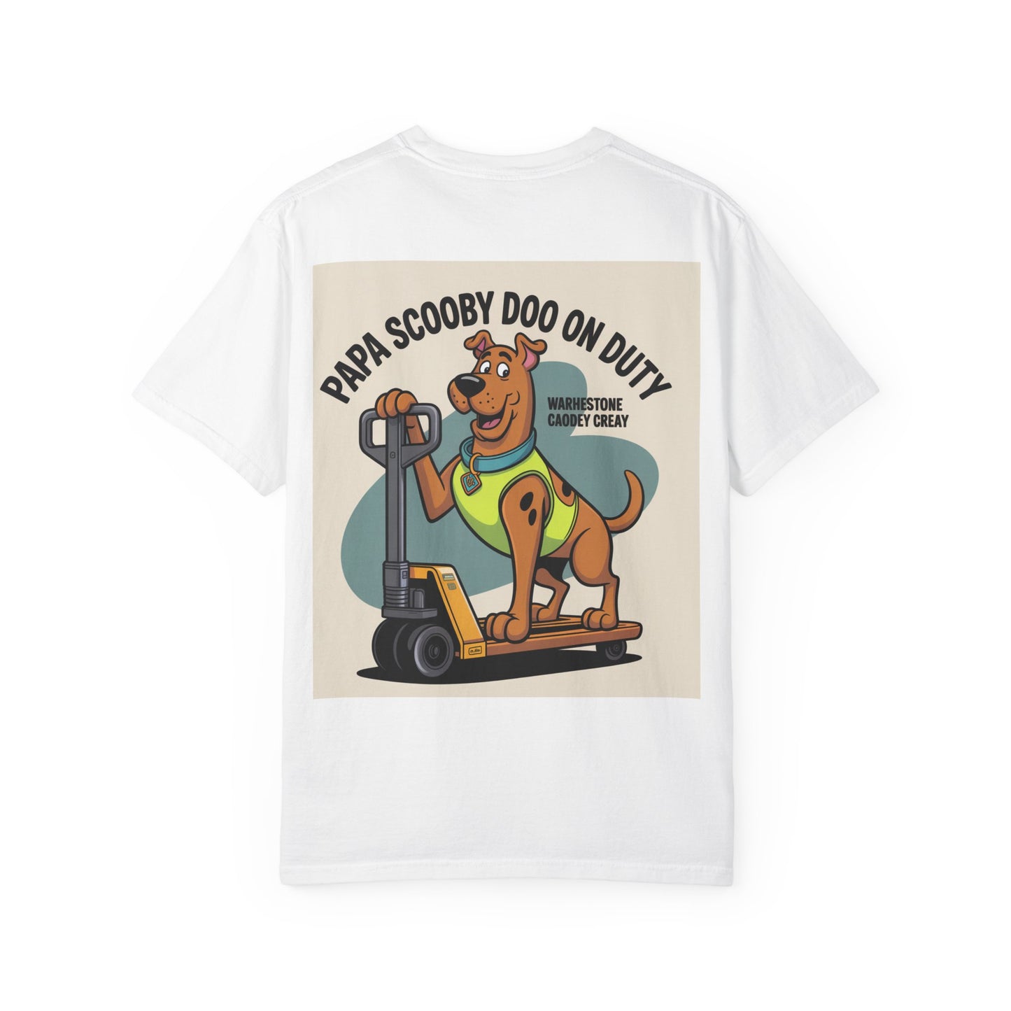 Papa On Duty T-Shirt — Retro Dog Warehouse Worker Graphic Tee