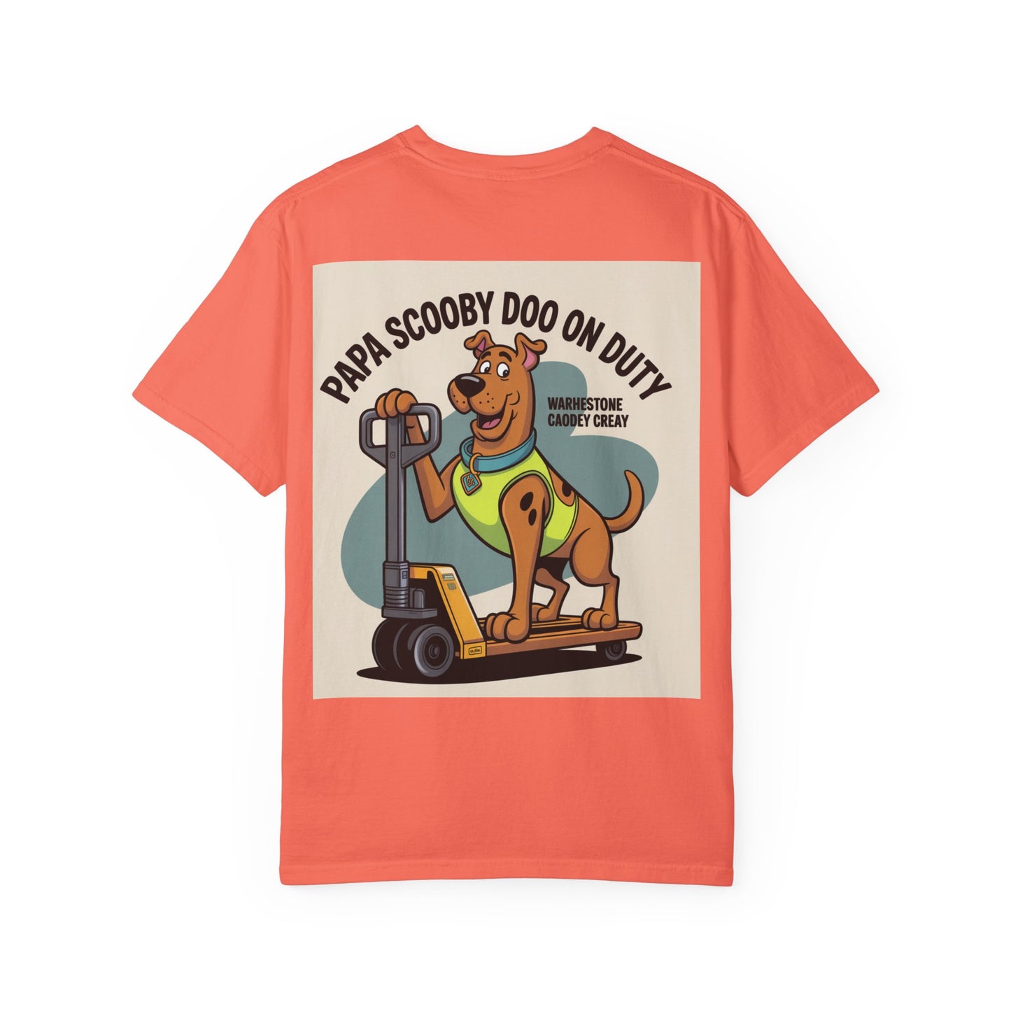 Papa On Duty T-Shirt — Retro Dog Warehouse Worker Graphic Tee