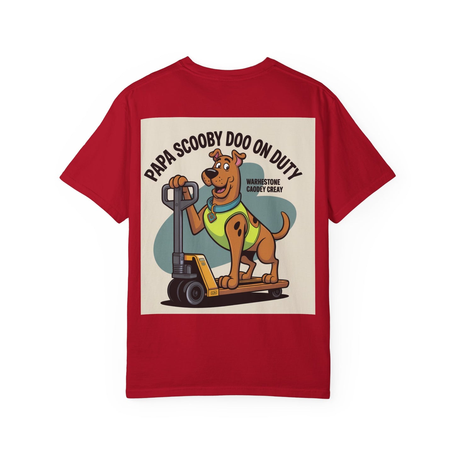 Papa On Duty T-Shirt — Retro Dog Warehouse Worker Graphic Tee