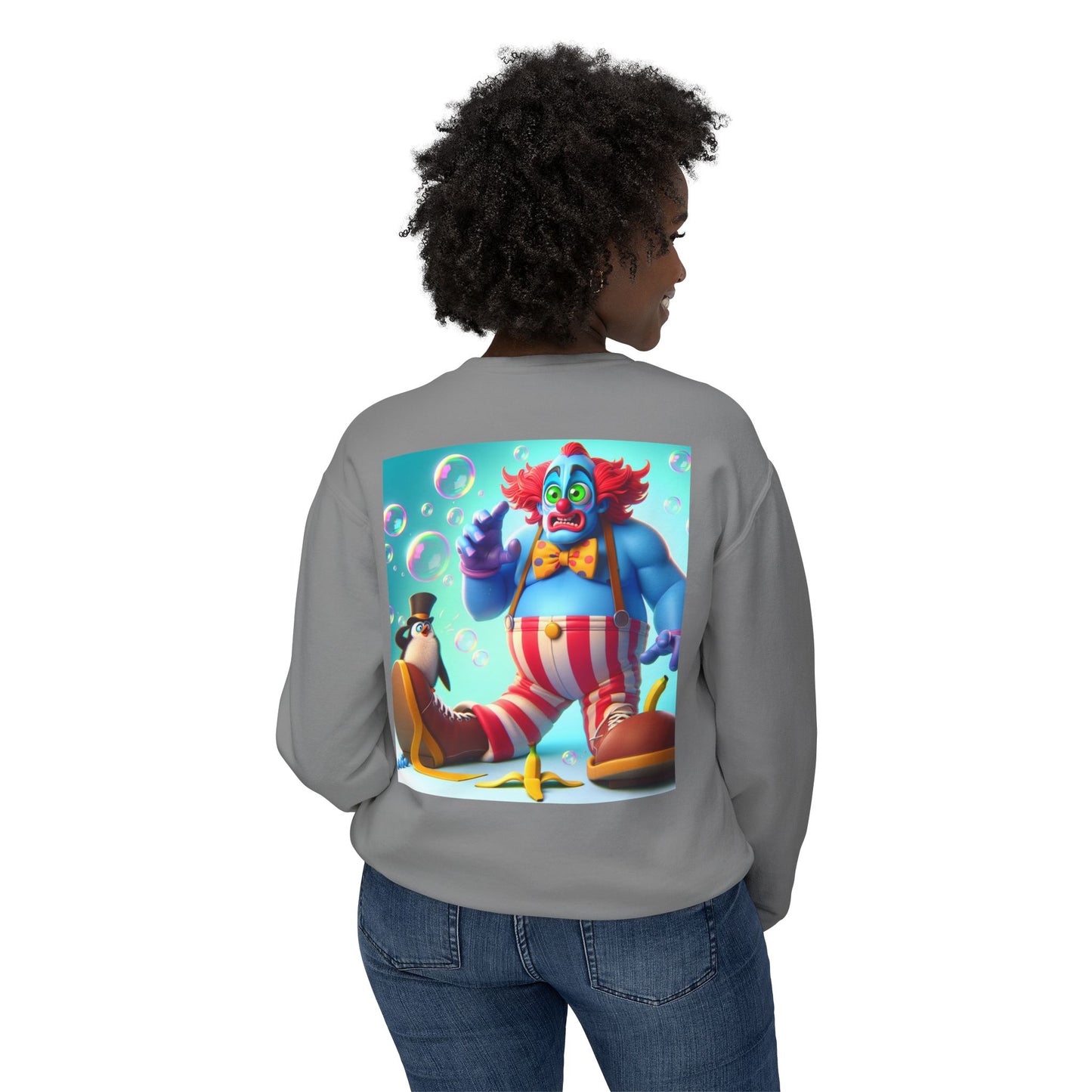 Funny Clown Crewneck Sweatshirt, Unisex Humor Top, Lightweight Sweatshirt for Adults, Perfect Gift for Birthdays, Parties, and Fun Days