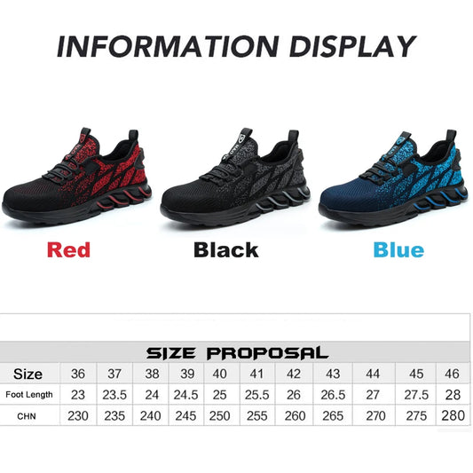 Oulylan Male Anti Smashing Steel Toe Shoes Puncture Proof Thick Sole Boots Mesh Breathable Work Footwear Anti Slip Safety Shoe