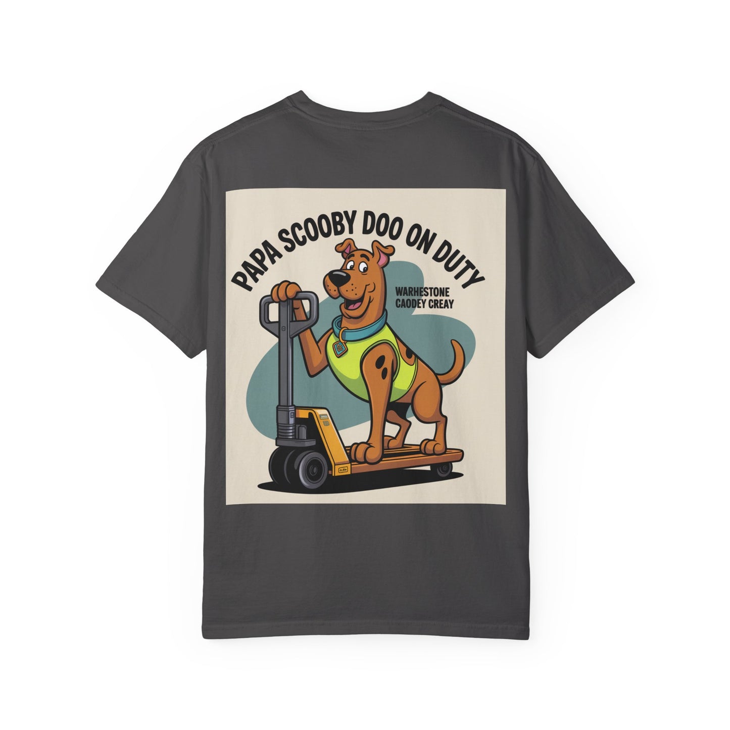 Papa On Duty T-Shirt — Retro Dog Warehouse Worker Graphic Tee