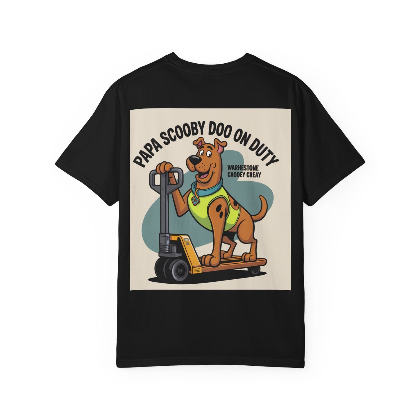 Papa On Duty T-Shirt — Retro Dog Warehouse Worker Graphic Tee
