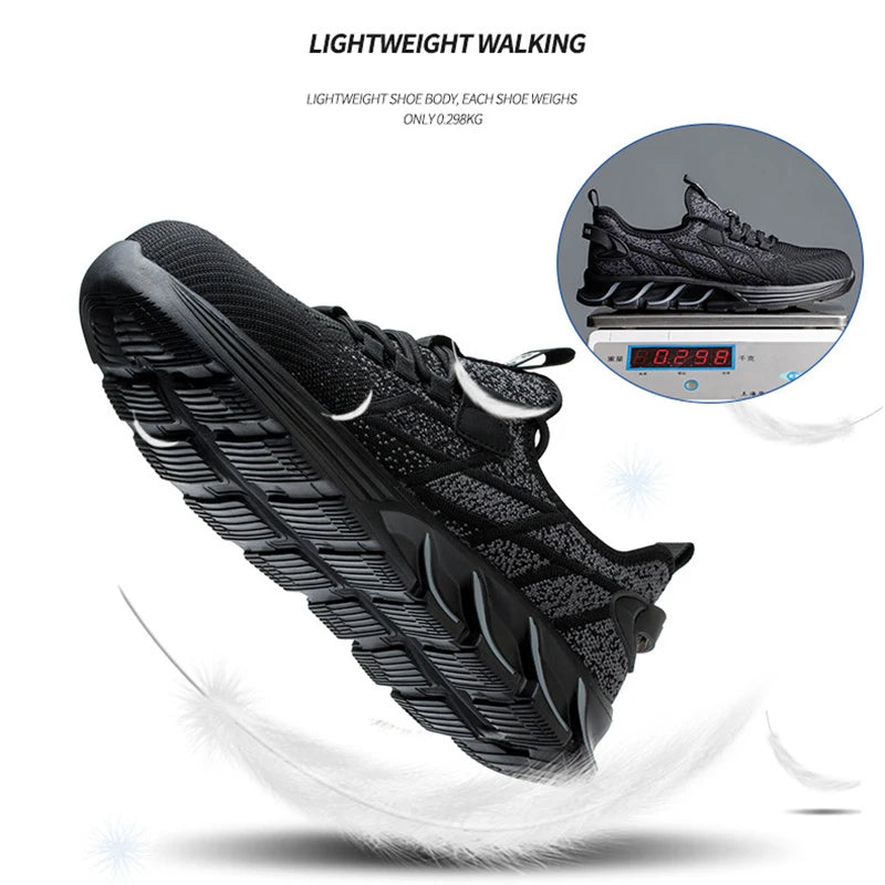Oulylan Male Anti Smashing Steel Toe Shoes Puncture Proof Thick Sole Boots Mesh Breathable Work Footwear Anti Slip Safety Shoe