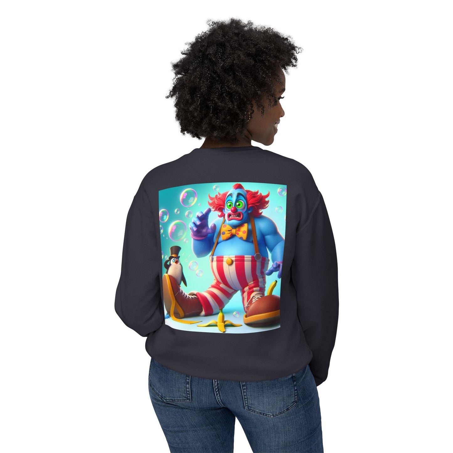 Funny Clown Crewneck Sweatshirt, Unisex Humor Top, Lightweight Sweatshirt for Adults, Perfect Gift for Birthdays, Parties, and Fun Days