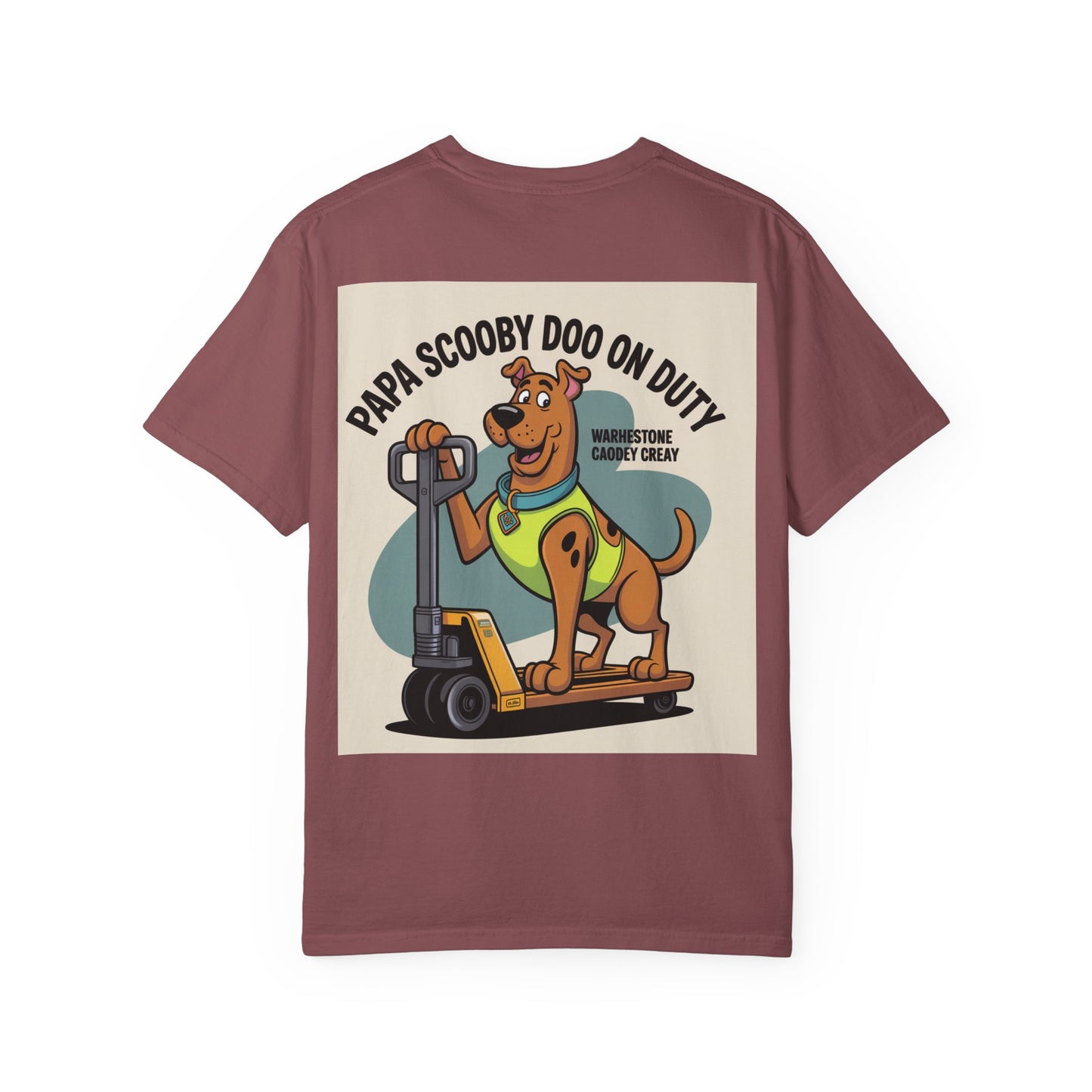 Papa On Duty T-Shirt — Retro Dog Warehouse Worker Graphic Tee