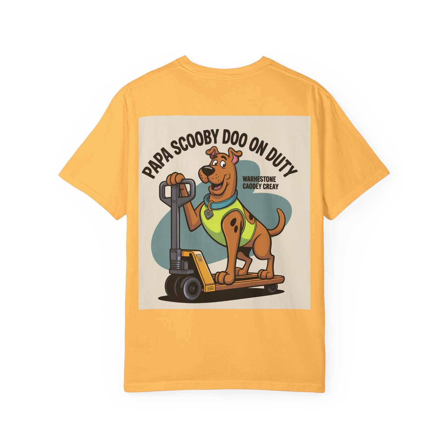 Papa On Duty T-Shirt — Retro Dog Warehouse Worker Graphic Tee