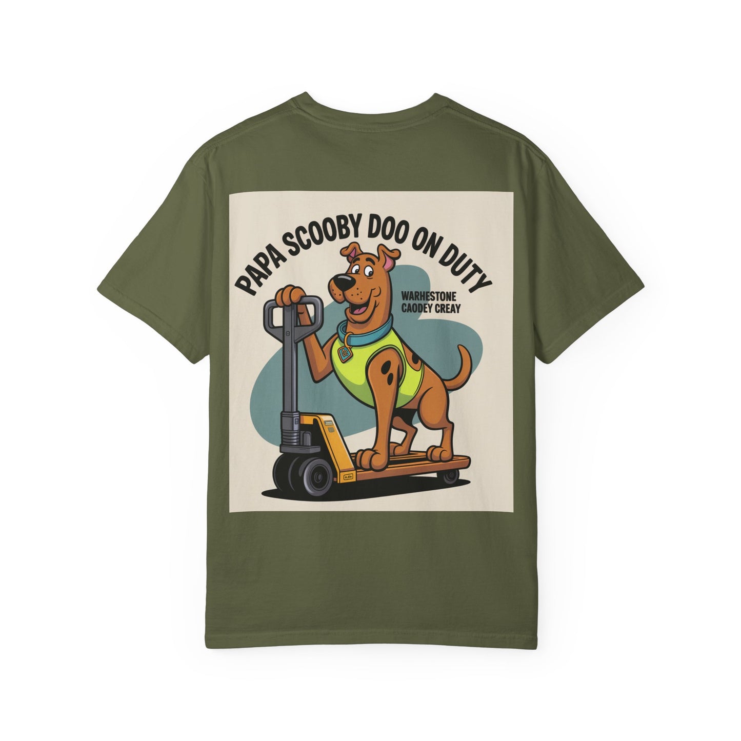 Papa On Duty T-Shirt — Retro Dog Warehouse Worker Graphic Tee