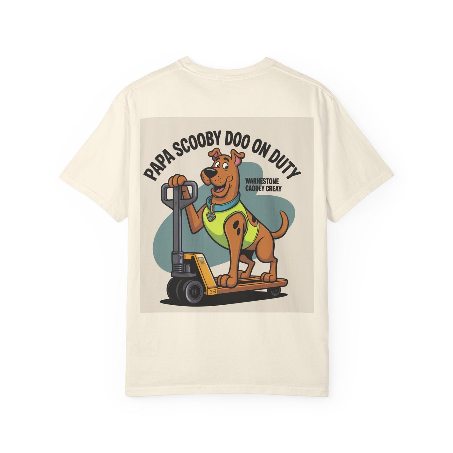 Papa On Duty T-Shirt — Retro Dog Warehouse Worker Graphic Tee