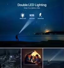 38800mAh Solar Power Bank Portable Charger with Dual USB, Fast Charging, Waterproof, LED for Outdoor Camping Phones Tablets