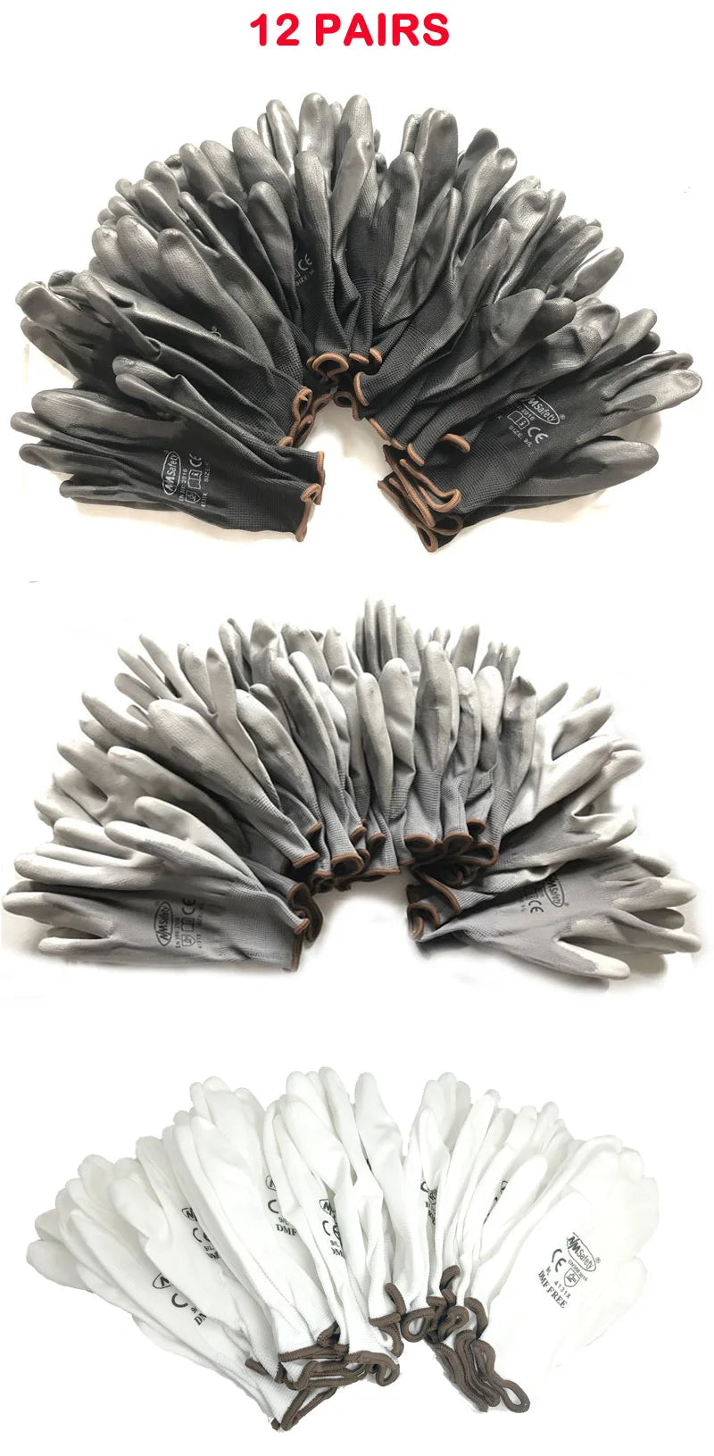 24Pieces/12 Pairs Safety Working Gloves