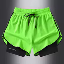 Fake two pieces of summer sports shorts, men's and women's quick drying three point