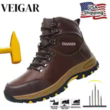 Waterproof Leather Indestructible Men Work Safety Boots Outdoor Military Boots Anti-smash Anti-puncture Industrial Shoes