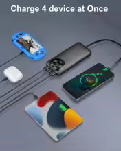 Portable Charger 10000mAh, Power Bank High-Speed Charging with Built in Cable 5V/3A Slim Battery Pack, USB-C in&Out Powerbank.