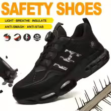 Lace-Free Men's Breathable Casual Work Safety Shoes with Impact and Puncture Resistance