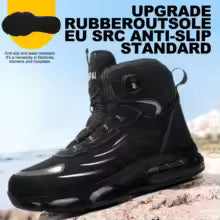 Men's high top lace-free comfortable soft sole anti-smash and puncture resistant work shoes