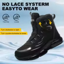 Men's high top lace-free comfortable soft sole anti-smash and puncture resistant work shoes