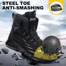 Men's high top lace-free comfortable soft sole anti-smash and puncture resistant work shoes