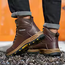 Waterproof Leather Indestructible Men Work Safety Boots Outdoor Military Boots Anti-smash Anti-puncture Industrial Shoes