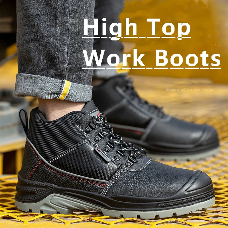 Safety Shoes Men Waterproof Work Boots Anti-smash Anti-puncture Protective Shoes Indestructible Steel Toe Boots Outdoor Sneake