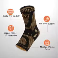 Compression Ankle Brace Socks for Sprains - Copper Foot Sleeve