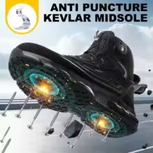 Men's high top lace-free comfortable soft sole anti-smash and puncture resistant work shoes