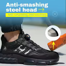 Lace-Free Men's Breathable Casual Work Safety Shoes with Impact and Puncture Resistance