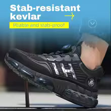 Lace-Free Men's Breathable Casual Work Safety Shoes with Impact and Puncture Resistance