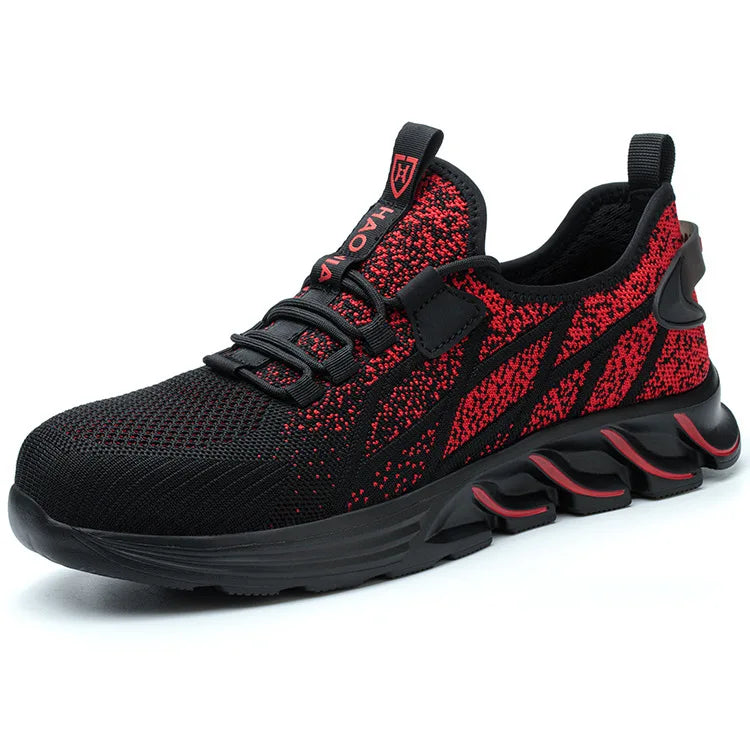 Oulylan Male Anti Smashing Steel Toe Shoes Puncture Proof Thick Sole Boots Mesh Breathable Work Footwear Anti Slip Safety Shoe
