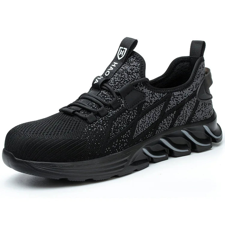 Oulylan Male Anti Smashing Steel Toe Shoes Puncture Proof Thick Sole Boots Mesh Breathable Work Footwear Anti Slip Safety Shoe